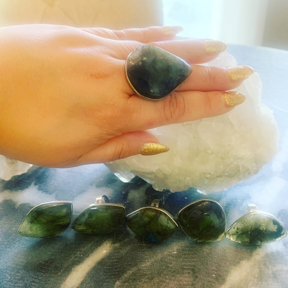 Adjustable Labradorite Statement Rings!! Super Cu… - image 1